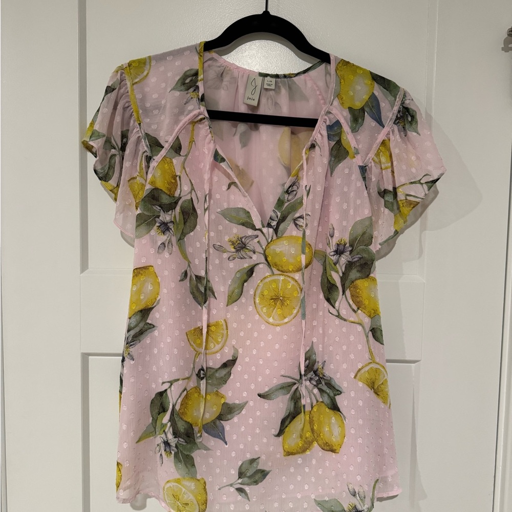 Joie Pink Lemon Print Women's Top